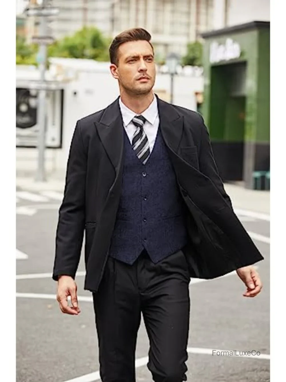 Lightweight Polyester Suit Vest for Men - Slim Fit Business Waistcoat Button